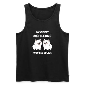 Humour chien Spitz - Débardeur bio Premium Homme - noir - Devant - Michal (187cm)