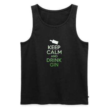 Keep Calm And Drink Gin T-Shirt - Funny Drinking - Men's Premium Organic Tank Top - black - Front - Michal (187cm)