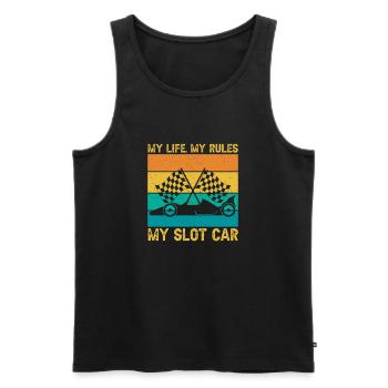 Vintage Retro My Life My Rules My Slot Car Gift - Männer Premium Bio Tank Top - Schwarz - Vorne - Michal (187cm)