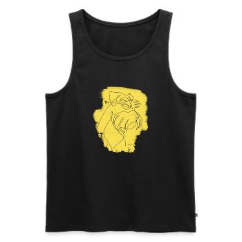 SCHNAUZER yellow one line - Men's Premium Organic Tank Top - black - Front - Michal (187cm)