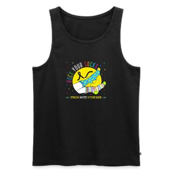 Men Women Kid Down Syndrome Awareness Shirt, Rock - Men's Premium Organic Tank Top - black - Front - AI Model Male 178 light (178cm)
