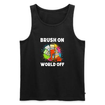 Funny Art Painter Brush On World Off Drawing Gift - Men's Premium Organic Tank Top - black - Front - Michal (187cm)