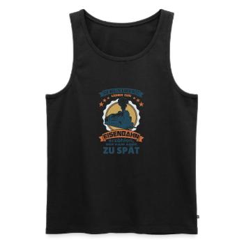 Ich wollte einen witz über die eisenbahn erzählen - Männer Premium Bio Tank Top - Schwarz - Vorne - Michal (187cm)