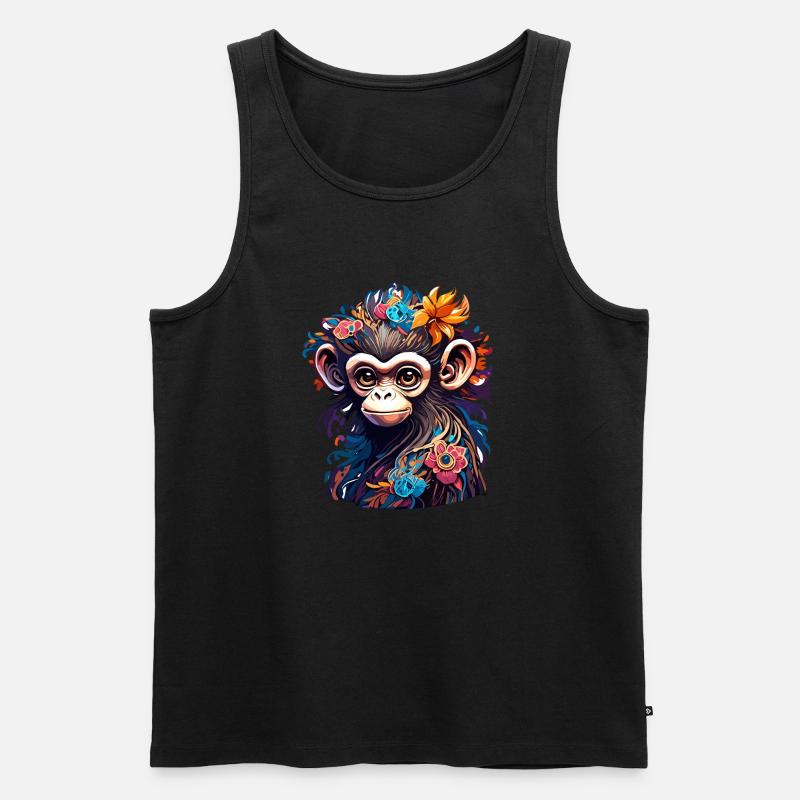 Süßer Affe / Affenmädchen / niedlich /Haarschleife - Männer Premium Bio Tank Top - Schwarz