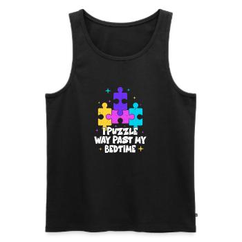 I Puzzle Way Past My Bedtime Jigsaw Puzzle Piece - Men's Premium Organic Tank Top - black - Front - AI Model Male 178 light (178cm)
