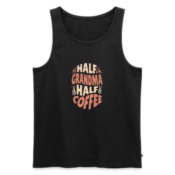 Drôle Grand-mère Qui Aime Le Café Moitié Grand-mère Moitié - Débardeur bio Premium Homme - noir - Devant - Michal (187cm)