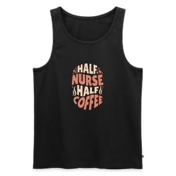 Lustige Krankenschwester, die Kaffee liebt Halb Krankenschwester Halb - Männer Premium Bio Tank Top - Schwarz - Vorne - Michal (187cm)