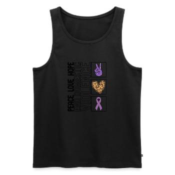 Chemise de sensibilisation à la violence domestique, Peace Love - Débardeur bio Premium Homme - noir - Devant - Michal (187cm)