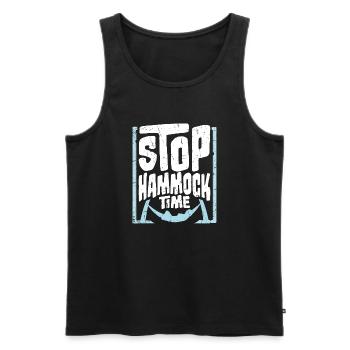Funny Stop Hammock Time Relaxing Sleeping Camping - Men's Premium Organic Tank Top - black - Front - AI Model Male 178 light (178cm)