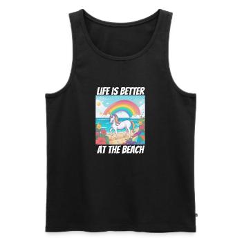 La vie est plus belle à la plage Licorne - Débardeur bio Premium Homme - noir - Devant - Michal (187cm)