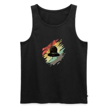 Rétro Alien OVNI Drôle Espace Extraterrestres Cool - Débardeur bio Premium Homme - noir - Devant - Michal (187cm)