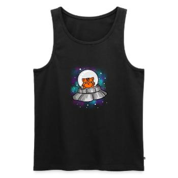 Alien UFO Katze T-Shirt Niedliche Katze Außerirdische - Männer Premium Bio Tank Top - Schwarz - Vorne - AI Model Male 178 light (178cm)