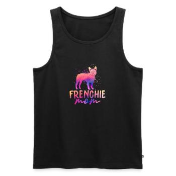 Frenchie Mom Propriétaire de chien bouledogue français - Débardeur bio Premium Homme - noir - Devant - AI Model Male 178 light (178cm)