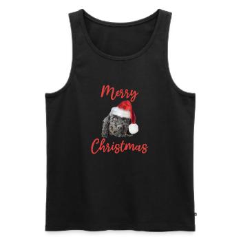 Caniche de Noël Joyeux Noël - Débardeur bio Premium Homme - noir - Devant - AI Model Male 178 light (178cm)