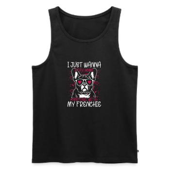 I Just want to Stay Home French Bulldog Frenchie - Men's Premium Organic Tank Top - black - Front - AI Model Male 178 light (178cm)