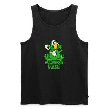 Take Me To Your Beer T-Shirt Vert Espace Drôle - Débardeur bio Premium Homme - noir - Devant - AI Model Male 178 light (178cm)