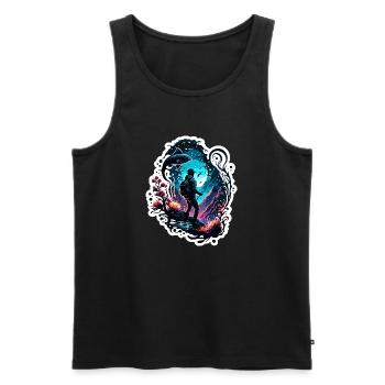 Angler Siluette / angeln / Fisch / See / Sport - Männer Premium Bio Tank Top - Schwarz - Vorne - AI Model Male 178 light (178cm)