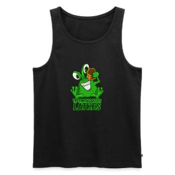 Take Me To Your Latkes T-Shirt Drôle Vert Espace - Débardeur bio Premium Homme - noir - Devant - AI Model Male 178 light (178cm)