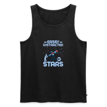 Easily Distracted By Stars Stargazer Telescope Ast - Männer Premium Bio Tank Top - Schwarz - Vorne - AI Model Male 178 light (178cm)