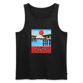 Vintage Japan Reiseplakat Schön - Männer Premium Bio Tank Top - Schwarz - Vorne - Michal (187cm)