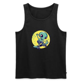 Skater Alien - Men's Premium Organic Tank Top - black - Front - Michal (187cm)