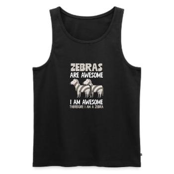 Les zèbres sont géniaux donc je suis un zèbre drôle - Débardeur bio Premium Homme - noir - Devant - AI Model Male 178 light (178cm)
