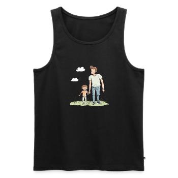 Père et fils - Débardeur bio Premium Homme - noir - Devant - AI Model Male 178 light (178cm)