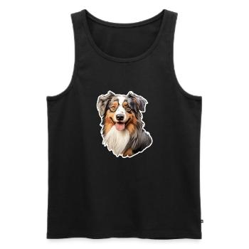Australian Shepherd - Männer Premium Bio Tank Top - Schwarz - Vorne - Michal (187cm)