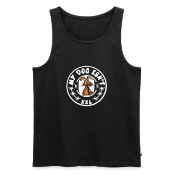 Dog xxl - Men's Premium Organic Tank Top - black - Front - AI Model Male 178 light (178cm)