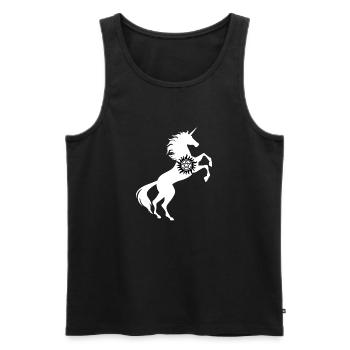 T-Shirt Symbole Anti-Possession Licorne Magique - Débardeur bio Premium Homme - noir - Devant - Michal (187cm)