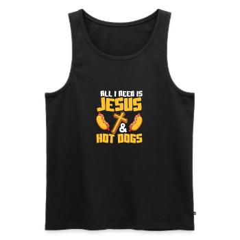 All I Need Is Jesus & Hot Dogs Foodie Wiener Hotdo - Männer Premium Bio Tank Top - Schwarz - Vorne - AI Model Male 178 light (178cm)