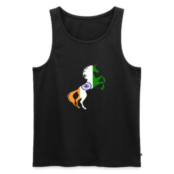 T-Shirt Drapeau Inde Licorne Magique Licorne Indienne - Débardeur bio Premium Homme - noir - Devant - AI Model Male 178 light (178cm)