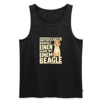 Unterschätze niemals einen Mann mit einem Beagle - Männer Premium Bio Tank Top - Schwarz - Vorne - Michal (187cm)