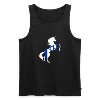 T-Shirt Drapeau Licorne Israël Licorne Magique Israël - Débardeur bio Premium Homme - noir - Devant - Michal (187cm)