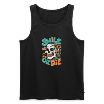 LÄCHELN ODER STERBEN - Männer Premium Bio Tank Top - Schwarz - Vorne - Michal (187cm)