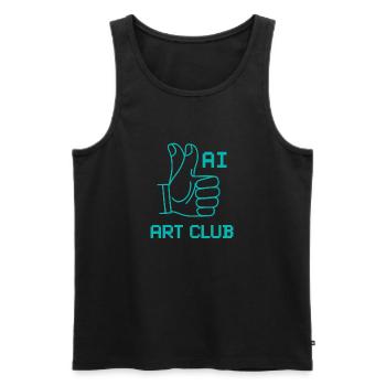 AI art club, main avec 2 pouces parodie - Débardeur bio Premium Homme - noir - Devant - Michal (187cm)