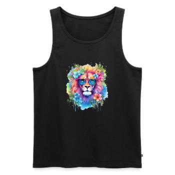 Lion cubain - Débardeur bio Premium Homme - noir - Devant - Michal (187cm)