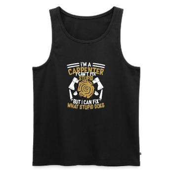 Carpenter's Fix-It Philosophy - Mending Stupid's M - Männer Premium Bio Tank Top - Schwarz - Vorne - Michal (187cm)