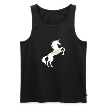 Licorne Vegan Love T-Shirt Végétarien Jeu de mots magique - Débardeur bio Premium Homme - noir - Devant - Michal (187cm)