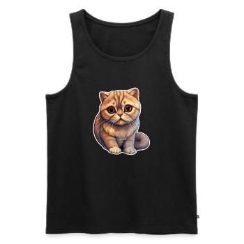 Chat Scottish Fold - Débardeur bio Premium Homme - noir - Devant - AI Model Male 178 light (178cm)