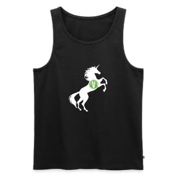 Unicorn Vegan Symbol T-Shirt Vegetarian Magical - Men's Premium Organic Tank Top - black - Front - AI Model Male 178 light (178cm)