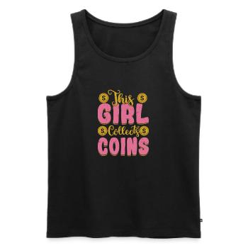Coin Collector Girl: Numismatic Passion Unleashed - Männer Premium Bio Tank Top - Schwarz - Vorne - AI Model Male 178 light (178cm)