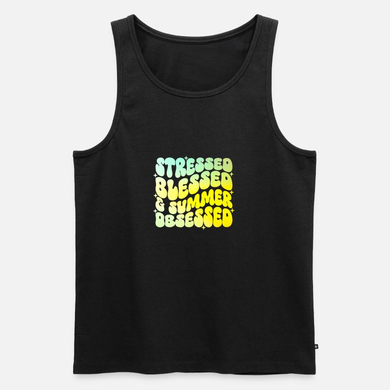 Stressed And summer Obsessed - Männer Premium Bio Tank Top - Schwarz
