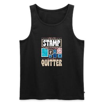 Dedicated Philatelist: Not Quitting, Just Collecti - Men's Premium Organic Tank Top - black - Front - Michal (187cm)