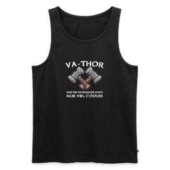 Vathor Papa Vater Geschenk zum Vatertag für Männer - Männer Premium Bio Tank Top - Schwarz - Vorne - Michal (187cm)