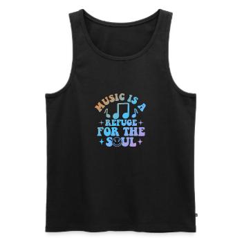 Music Is A Refuge for the Soul - Männer Premium Bio Tank Top - Schwarz - Vorne - AI Model Male 178 light (178cm)