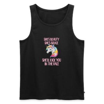 She's Beauty She's Grace Cool Funny Unicorn Lover - Men's Premium Organic Tank Top - black - Front - Michal (187cm)
