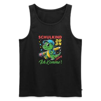Einschulung Junge Geschenk Dino Achtung Ich Komme - Männer Premium Bio Tank Top - Schwarz - Vorne - Michal (187cm)