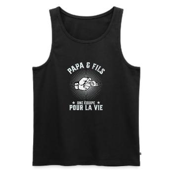 Vater und Sohn Ein Team fürs Leben Lustiges Geschenk - Männer Premium Bio Tank Top - Schwarz - Vorne - Michal (187cm)
