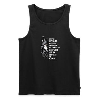Verwechsle mein Schweigen niemals mit Ignoranz - Wolf - Männer Premium Bio Tank Top - Schwarz - Vorne - AI Model Male 178 light (178cm)